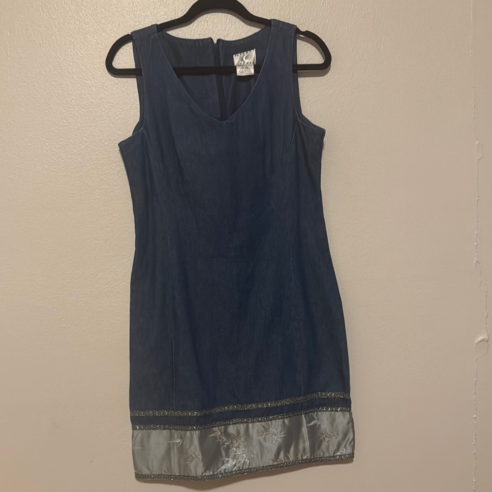 Ice Blue Sheath Mini Dress with Scoop Neck